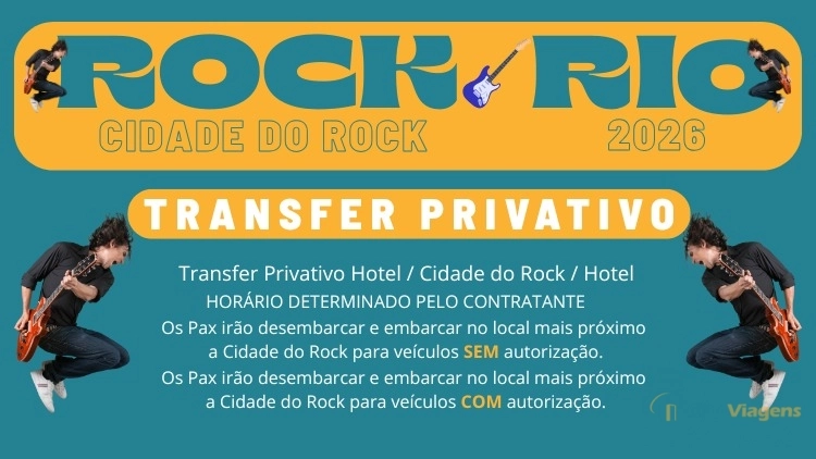 Transfer IN & OUT PRIVATIVO - HOTEL x CIDADE DO ROCK x HOTEL