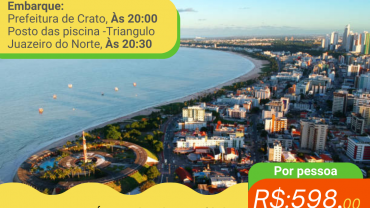 Excursão para João Pessoa – PB, Dias 15 a 17 de Dezembro, R$:598 à vista