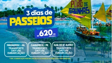 3 dias de passeio - saída de Porto de Galinhas (Carneiros, Maragogi e Ilha de St Aleixo)