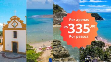 Pacote 4 dias de passeios - Praia do Espelho, Trancoso, Arraial d'Ajuda, Coroa Vermelha